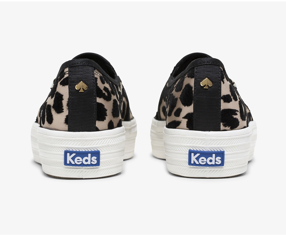 Keds Slip Ons Damen Leopard - Kate Spade New York Triple Decker Flocked Leopard - XQR-964812